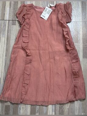 Girls Ruffle-Trim Dress in Dusty Rose from H&M NWT Youth Size 6